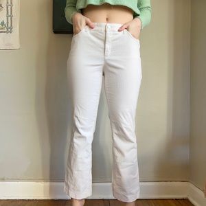 white corduroy boot cut pants